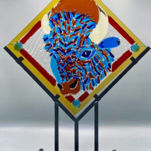Buffalo fused fused glass art piece by Sizzle Glass Studio of Eagle Idaho