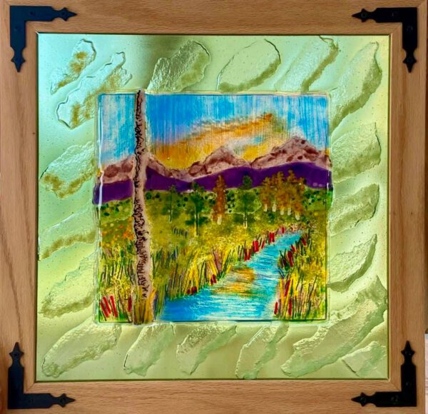 Natures Solice fused glass window art piece by Sizzle Glass Studio of Eagle Idaho
