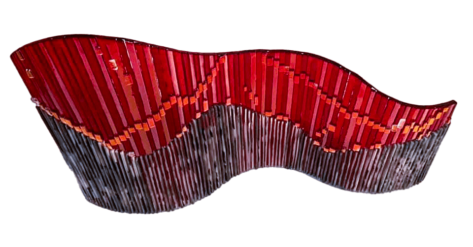 Red Wave fused glass art piece by Sizzle Glass Studio of Eagle Idaho