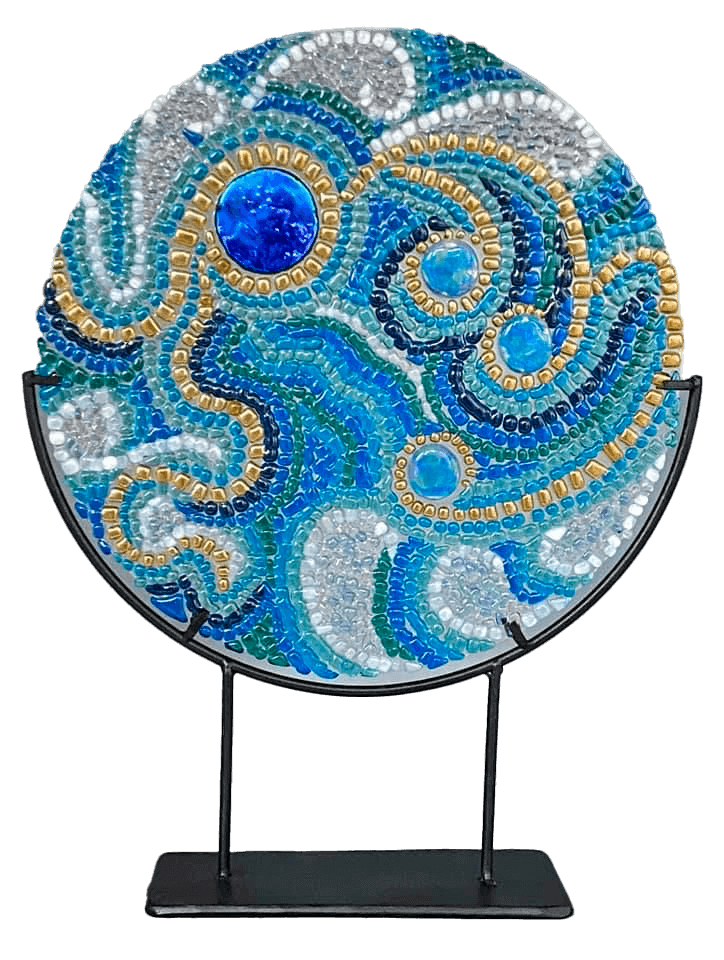 Starry Night fused glass art piece by Sizzle Glass Studio in Eagle Idaho
