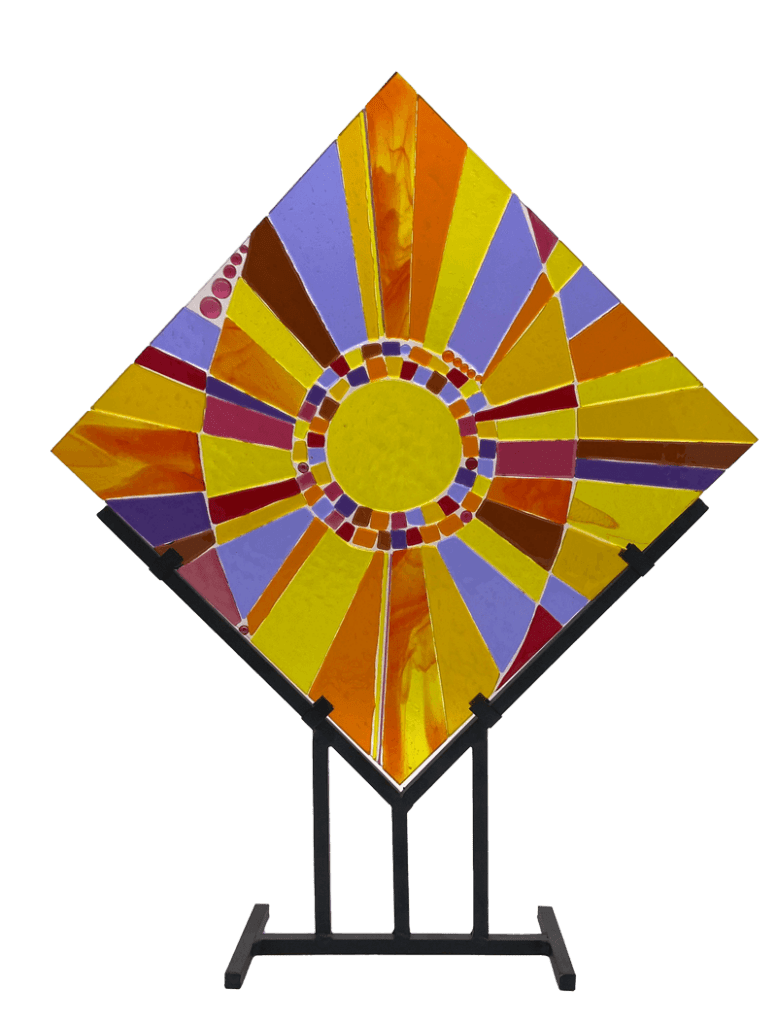Sunshine fused glass art piece by Sizzle Glass Studio in Eagle Idaho